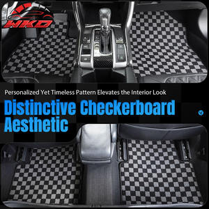 Tapis de sol pour Ford Focus Sedan 12-18, tapis antidérapant à carreaux noir gris - Product Image 2