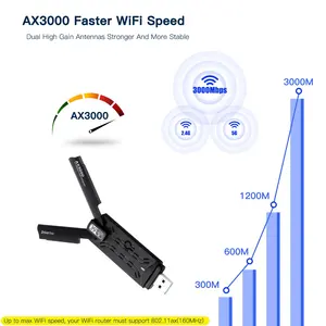 Wifi 6E Adapte Tri ban nhạc 3000Mbps không dây Card mạng 802.11ax Wifi Dongle USB3.0 Wifi Adapter với ax3000 Tri-Band