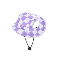 Adjustable Cotton Pet Bucket Hat with Ear Holes for Sun Protection Outdoor Walking Breathable Fisherman Cap Cute Print Beach Hat