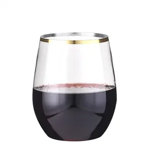 12oz PET Transparent Wine Glass Food Grade Plastic Red Wine Glass Egg-Shaped Large Capacity Whisky Glass