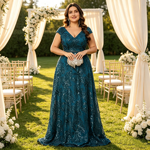 Elegant Mother of the Bride <strong>Dresses</strong> Plus Size V Neck Sequin Flower Bridal Gowns Wholesale <strong>Wedding</strong> A-line Fashion Maxi <strong>Dress</strong> 2025 - Product Image 1