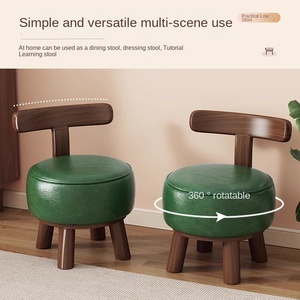 <span class=keywords><strong>Taburete</strong></span> Giratorio de Madera Maciza <span class=keywords><strong>con</strong></span> <span class=keywords><strong>Respaldo</strong></span> y Asiento Acolchado, Silla Pequeña para Niños, para el Hogar, Sala de Estar, <span class=keywords><strong>Taburete</strong></span> para Cambiar Zapatos - Product Image 4