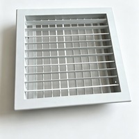 Diffuseur d'air à double couche HVAC, grille de ventilation carrée 200x200mm avec adaptateur de conduit pour l'air frais commercial