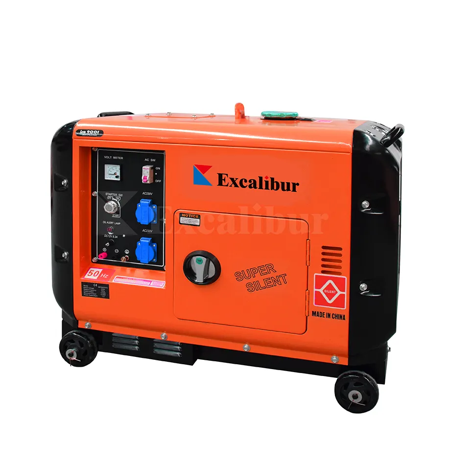 Excalibur 4kw 5kw 6kw 7kw 6.5kw AC 3 Phase Super Silent Gasoline Generator