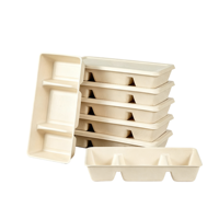 Conteneur alimentaire jetable compostable en amidon de maïs avec logo personnalisé, conteneur divisé en 2/3/4/5/6 compartiments pour la livraison de nourriture à emporter
