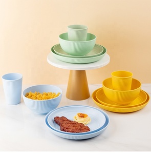 Ensemble de vaisselle en plastique réutilisable au design moderne, nouvelle sortie, gobelet, assiette, bol, couverts, vaisselle pour mariages et fêtes - Product Image 3