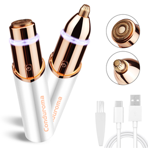 Conduroma Épilateur rechargeable pour sourcils et poils du visage pour femmes-Rasoir 2 en 1 avec lumière LED pour l'épilation <span class=keywords><strong>des</strong></span> sourcils - Product Image 1