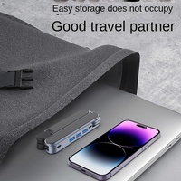 Braket Komputer Notebook Portabel Dapat Dilipat 3.0 Hub USB Bingkai Penyangga Peninggi Paduan Aluminium