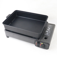 Réchaud à gaz multi-combustibles portable avec déflecteur de vent monobloc et ensemble d'ustensiles de cuisson – Facile à nettoyer pour le camping en extérieur et les barbecues