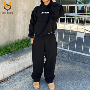 ชุดวอร์มกีฬาคุณภาพสูง เสื้อฮู้ดดี้ทรงหลวมโอเวอร์ไซส์ กางเกงจ็อกกิ้งขายาว ชุดเซ็ตเสื้อฮู้ดดี้และกางเกงวอร์มแบบเรียบ - Product Image 2