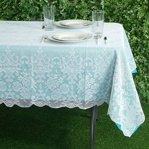 Nappe en dentelle jacquard avec motif imprimé à effet floral Tissu carré réutilisable pour motif rond de banquet de fête - Product Image 5