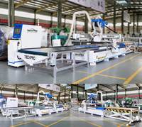Gran descuento, carga y descarga automática, enrutador CNC de anidación de madera, máquina para fabricar gabinetes de muebles con cabezal de hoja de sierra