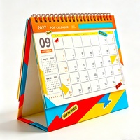 Calendrier de table à spirale double en papier couché, planificateur annuel personnalisé pour la publicité commerciale