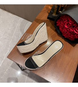 Nouvelles sandales d'été 2023 pour femmes, en corde de chanvre transparente, à talon compensé épais, 10,5 cm - Product Image 6