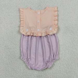 RTS Pink <b>Top</b> Purple Stripes Button Baby Girls Summer Dresses <b>Bubble</b> Romper Wholesale Sisters Clothing Boutique Factory Clothes - Product Image 3