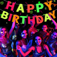Vente en gros Veilleuse néon Happy Birthday Décorations de fête dansante fluorescente Bannière d'anniversaire