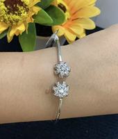 Gelang Bunga Mewah Wanita Grosir, Perak Murni 925 Berhiaskan CZ, Sederhana dan Imut, Hadiah untuk Sahabat dan Pacar Terbaik