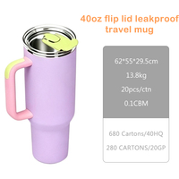 Mug de voyage isotherme en acier inoxydable de 40 oz avec couvercle à clapet, couleurs personnalisées, grande capacité, durable, facile à nettoyer, coloré, pour l'extérieur