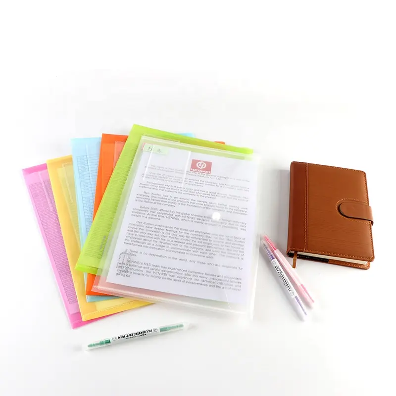 Escritório Rainbow Color A4 Tamanho Plástico PP Saco De Documentos de Arquivo Produtos Escolares