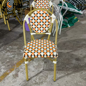 Chaise de <span class=keywords><strong>bistrot</strong></span> <span class=keywords><strong>en</strong></span> aluminium pour restaurant commercial, café, terrasse, style <span class=keywords><strong>bistrot</strong></span> français, chaise de <span class=keywords><strong>bistrot</strong></span> <span class=keywords><strong>en</strong></span> rotin PE à motif bambou pour extérieur - Product Image 6