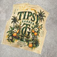 Débardeur Homme en Coton Musculeux, Coupe Oversize, Style Hip Hop Streetwear, avec Motif Personnalisé Vintage Délavé à l'Acide