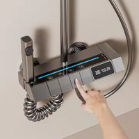 Direct haute qualité gris 4 voies thermostatique Piano clé mitigeur de douche robinet doux complet mural pour céramique brossée
