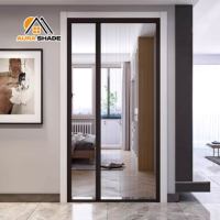 AURA SHADE Moustiquaire à cadre en aluminium coulissante et pliable pour fenêtre ou porte, écran anti-insectes plissé rétractable en polyester