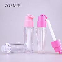3,5ml Einzigartige Lipgloss-Tube mit Schlüsselanhänger Rosa-Lila Deckel Lipgloss-Flasche Klare Flüssig-Lippenstift-Verpackung mit Schlüsselring