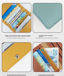 Porte-cartes en cuir PU personnalisé avec logo, minimaliste, de haute qualité, vente en gros - Product Image 5