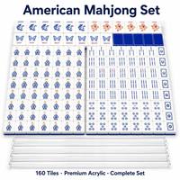 Jeu de Mahjong Américain 160 Tuiles 4 Couches Acrylique Chinoiserie Luxe Complet OEM Personnalisable Gravé à la Main