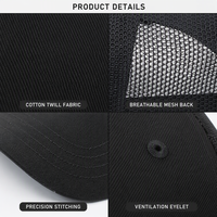 Gorra de Camionero Negra de Lujo con Logotipo Personalizado, Gorra de Béisbol con Malla Trasera y Cierre a Presión, Transpirable, Impermeable, Unisex, Promocional, para Exteriores