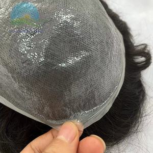 Pelucas de <span class=keywords><strong>hombre</strong></span> con línea de cabello natural Parche de cabello brasileño <span class=keywords><strong>para</strong></span> hombres <span class=keywords><strong>Peluca</strong></span> inyectada de piel delgada con ondas corporales de baja densidad 0,03 0,02 - Product Image 4