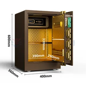 YINGBO star safe box fingerprint digital lock touch panel home office safe box luxury leather solid steel safes