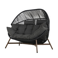 Fauteuil d'extérieur surdimensionné en rotin pour terrasse, chaise œuf à assise profonde, canapé double en osier pour jardin