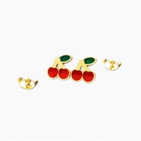 Nieuwe schattige oorbellen van roestvrij staal, zoete dubbele kleur fruit ooraccessoires