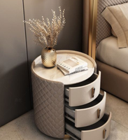 Table de Chevet en Cuir de Luxe pour Chambre à Coucher, Vente en Gros Usine, Table de Rangement avec 2 Tiroirs, Assemblée