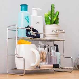 Étagère de rangement double couche pour salle de bain en acier au carbone, organisateur de bureau multifonctionnel, support à épices au design moderne et épuré - Product Image 3