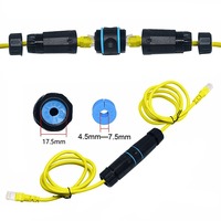 Conector de Cable LAN Ethernet RJ45 IP68 Impermeable y Blindado Cat5 5e 6, Adaptador de Acoplamiento LAN para Exteriores de Doble Cabeza, Cable de Red DC