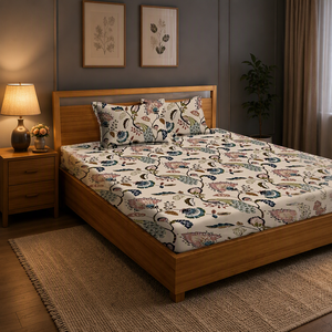Conjunto de Capa de Edredom de Algodão Natural Fresco 350 Fios, Estampa Lavada, Macio e Respirável para Quarto Familiar - Product Image 1