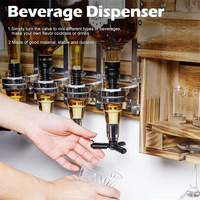 Étagère à vin murale en bois avec porte-verre pour bouteille de vin Étagère de rangement rustique avec distributeur d'alcool à 4 bouteilles