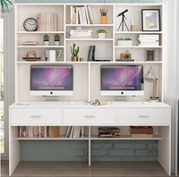Bureau d'angle avec bibliothèque intégrée, bureau d'ordinateur combiné avec bibliothèque, style luxe léger, bureau d'étude à domicile avec dossier