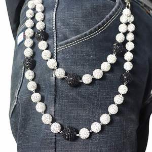Cadenas de cinturón para bolsillos de jeans con rosario personalizado de bolas de discoteca, collar de rosario con bolas de diamantes de imitación de 12 mm, cadena de rosario católica para cintura/cuerpo - Product Image 3
