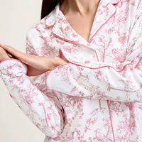 Ensemble de pyjamas élégants pour femmes avec impression personnalisée sur le devant, tissu en coton Pima GOTS léger et rafraîchissant, pantalon à manches longues, vêtements de nuit