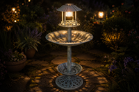 Bassin à eau pour oiseaux sauvages avec lumière LED solaire, résistant aux intempéries, en résine, en forme de feuille de lotus, bain pour oiseaux, écologique, avec piédestal en verdigris, décoration de jardin
