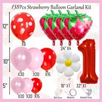 Kit de décoration de fête sur le thème de la princesse fraise pour bébé, fête de mariage rose, anniversaire, guirlande de ballons, arche pour fille de 1 an