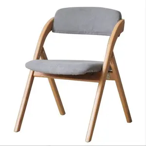 Solid wood leg fabric or PU leather foldable dining chair