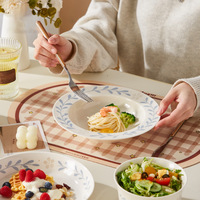 Service de vaisselle en céramique de haute qualité, couleur sous-glaçure, motif mignon, compatible micro-ondes, pour la maison, comprenant des bols, assiettes et bols à soupe