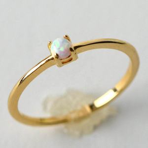 Placcatura in oro rosa 1mm di Spessore In Argento Solitarie Opale Impilabile Anello - Product Image 3
