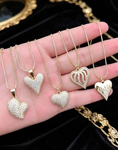 Collier pendentif cœur plaqué or 18 carats avec micro-incrustation de zircon, chaîne à maillons, bijoux de mode, style exquis - Product Image 4