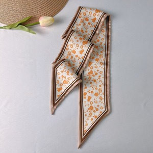 फैशन प्रिंट बाल संबंध महिला स्कार्फ टाई बैग स्कार्फ साटन रेशम स्किनी हेडस्कार्फ महिला पुष्प बैंड सामान 9*95 सेमी - Product Image 3